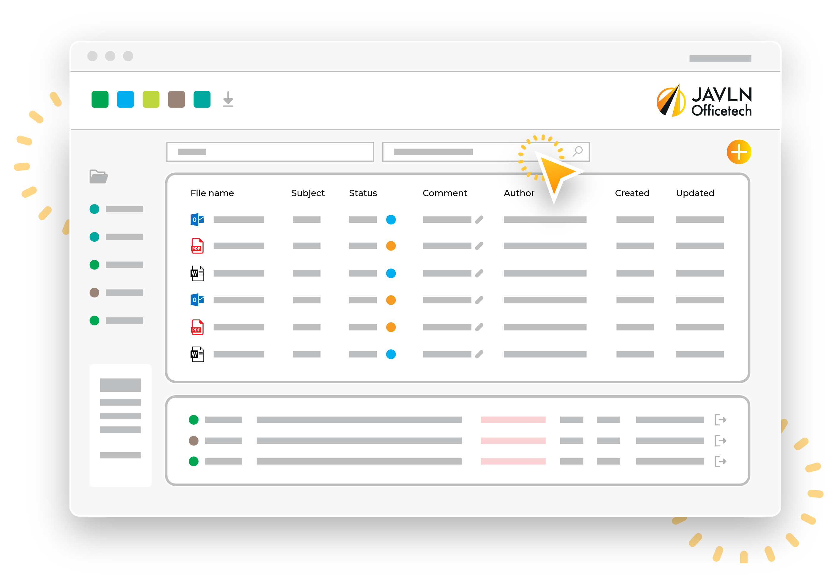 Screenshot of the main dashboard for JAVLN Officetech's document management software, where insurance brokers can manage documents and tasks. Screenshot of the main dashboard for JAVLN Officetech's document management software, where insurance brokers can manage documents and tasks.